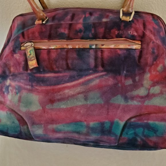 vintage Prada suede leather purse Matinee bowling Black navy green red purple - Picture 3 of 16